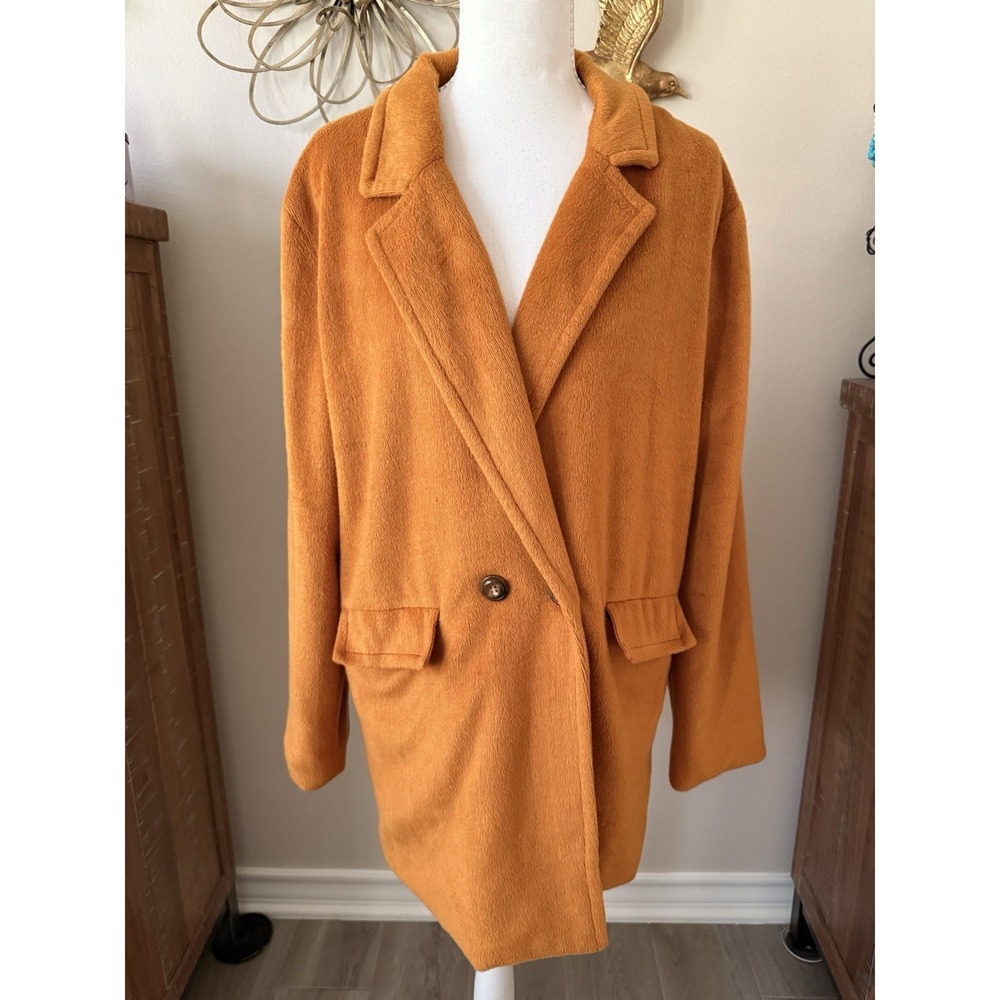 HAVE Los Angeles Super Soft Blazer Women M Mustard Orange Oversized Long Jacket